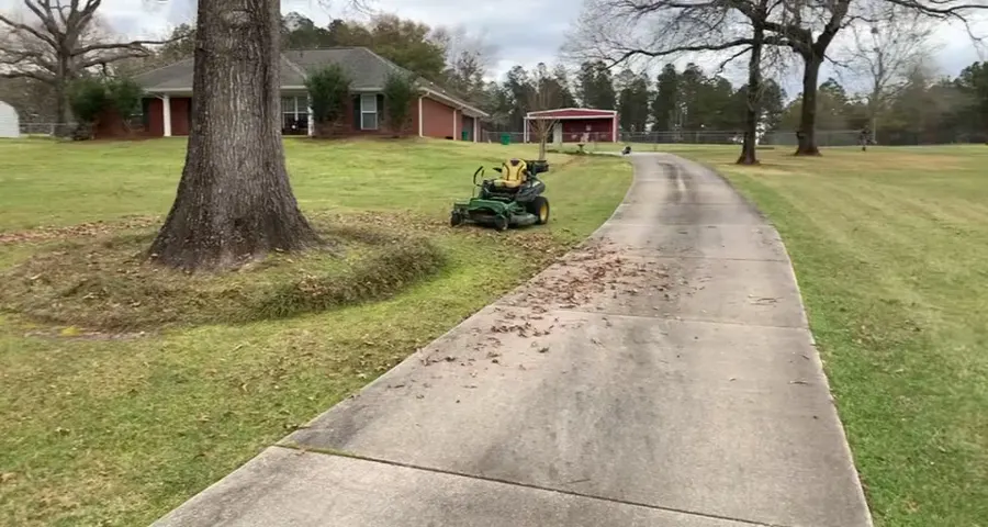 Mowing along a driveway